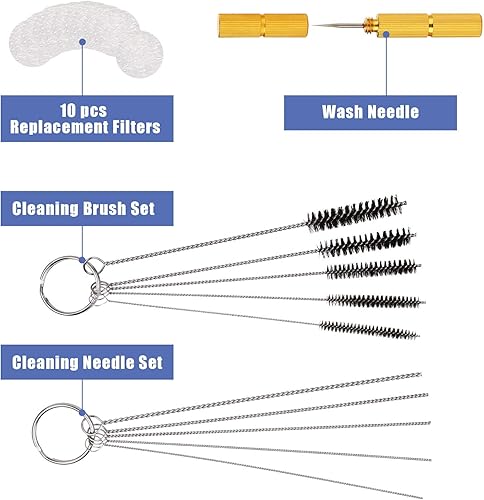 Miniatura 3 de AGPTEK Kit de limpieza de aerógrafo de vidrio con aguja de limpieza, filtros de aerógrafo, aguja de raspador, aguja de limpieza y cepillos de tubo