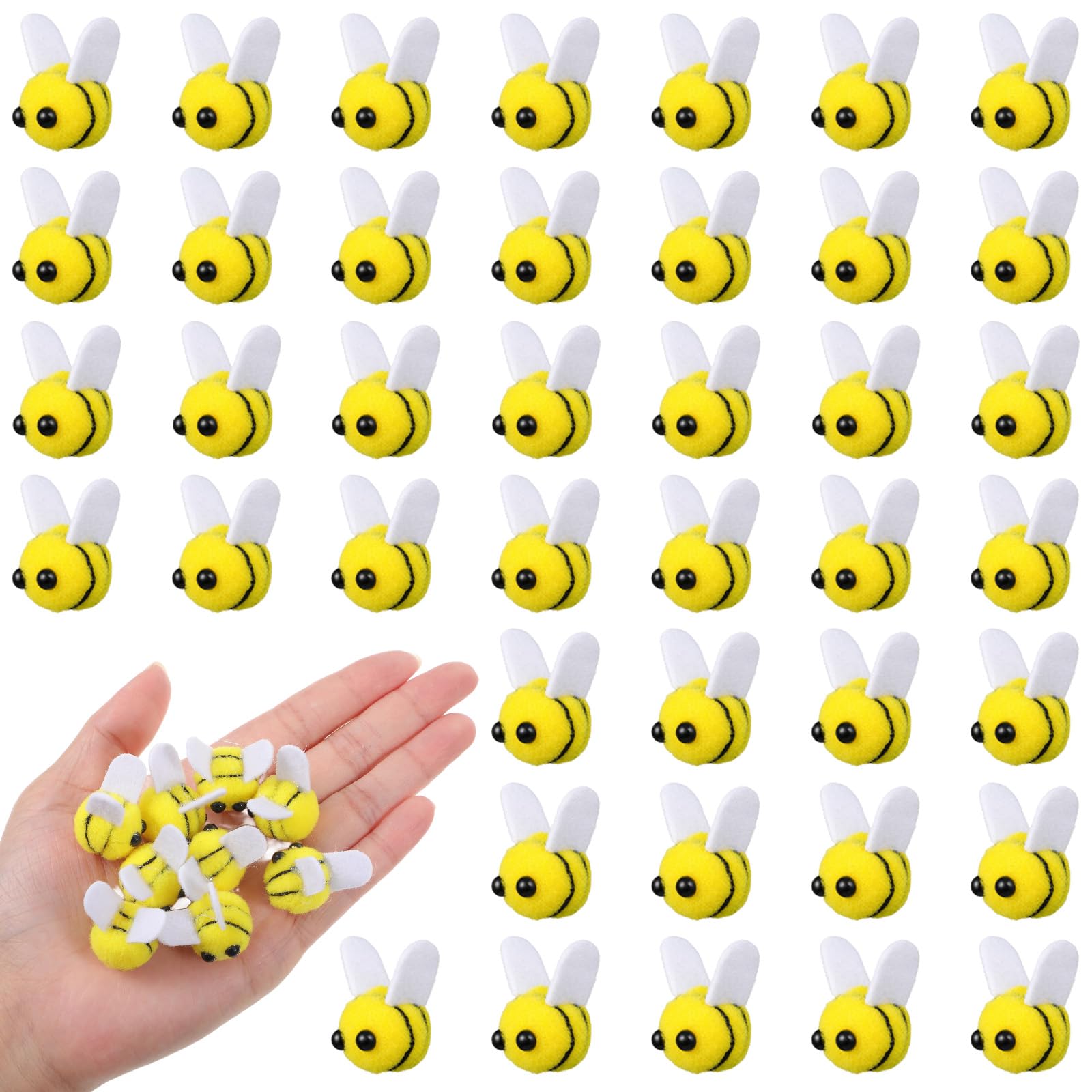 Elegaperma 50Pcs Felt Bees, Small Bees for Crafts,25mm Mini Bee Plush Decor
