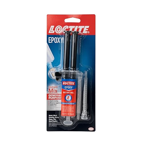 Loctite mezcla de epoxi instantánea lista en cinco minutos dos jeringas de 047 onzas líquidas 1715208 Amarillo individual