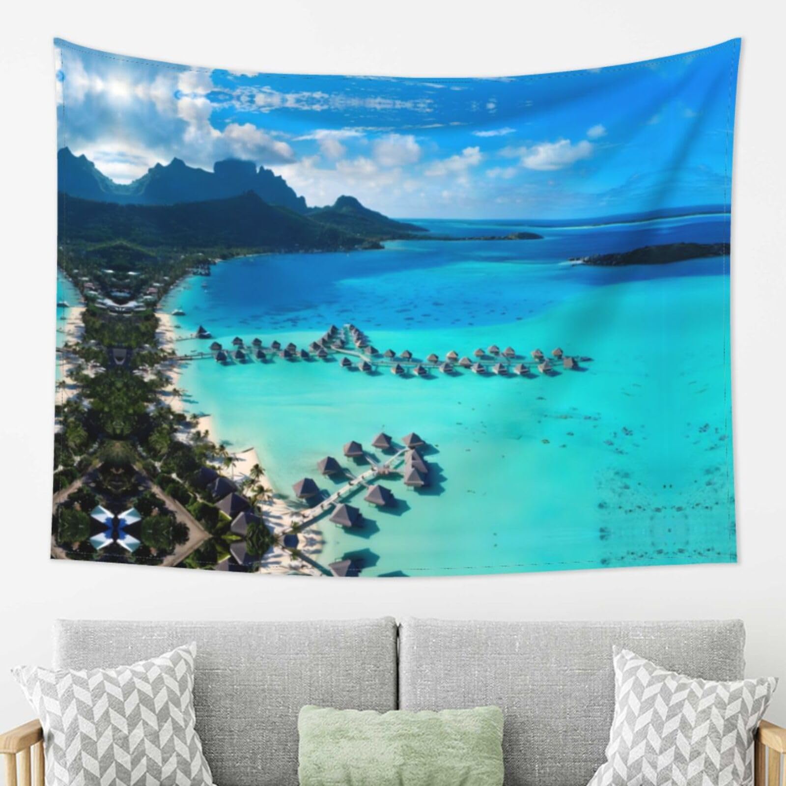 LPLSNWS Wall Tapestry for Living Room, 80x60 Inches, Beach Theme