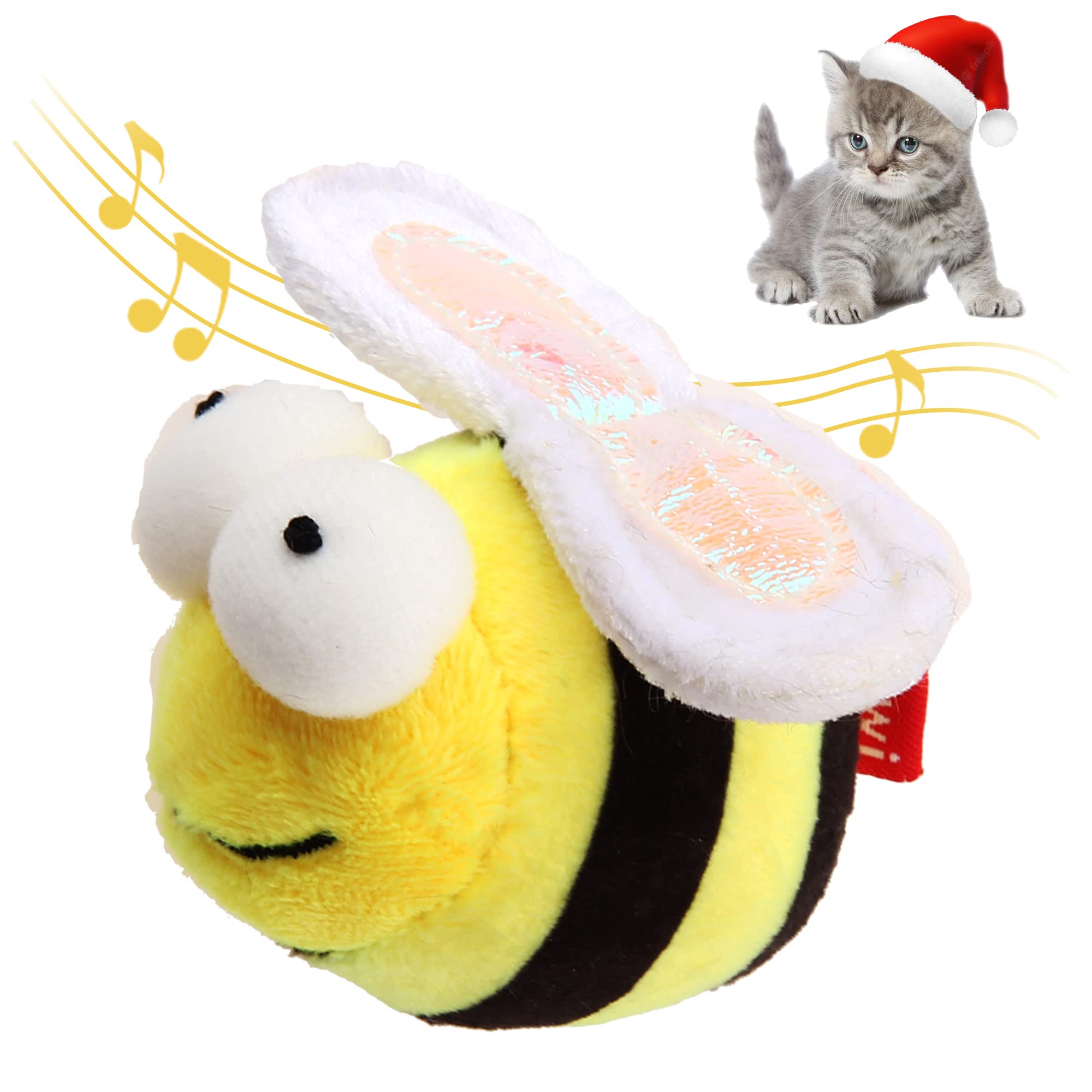 Gigwi Chirpy Bee Sound Toy for Cats, Interactive Squeaking Cat Toys Melody Chaser Play and Squeak Kitten Toy for Boredom