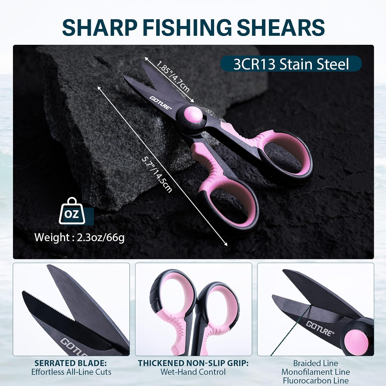 GOTURE Pink Fishing Tackle Box Set, Fishing Kit，12-in-1 Tackle Box Set with Stainless Steel Tools，Lures, Fishing Gift for Women & Beginners (Gift Ready)