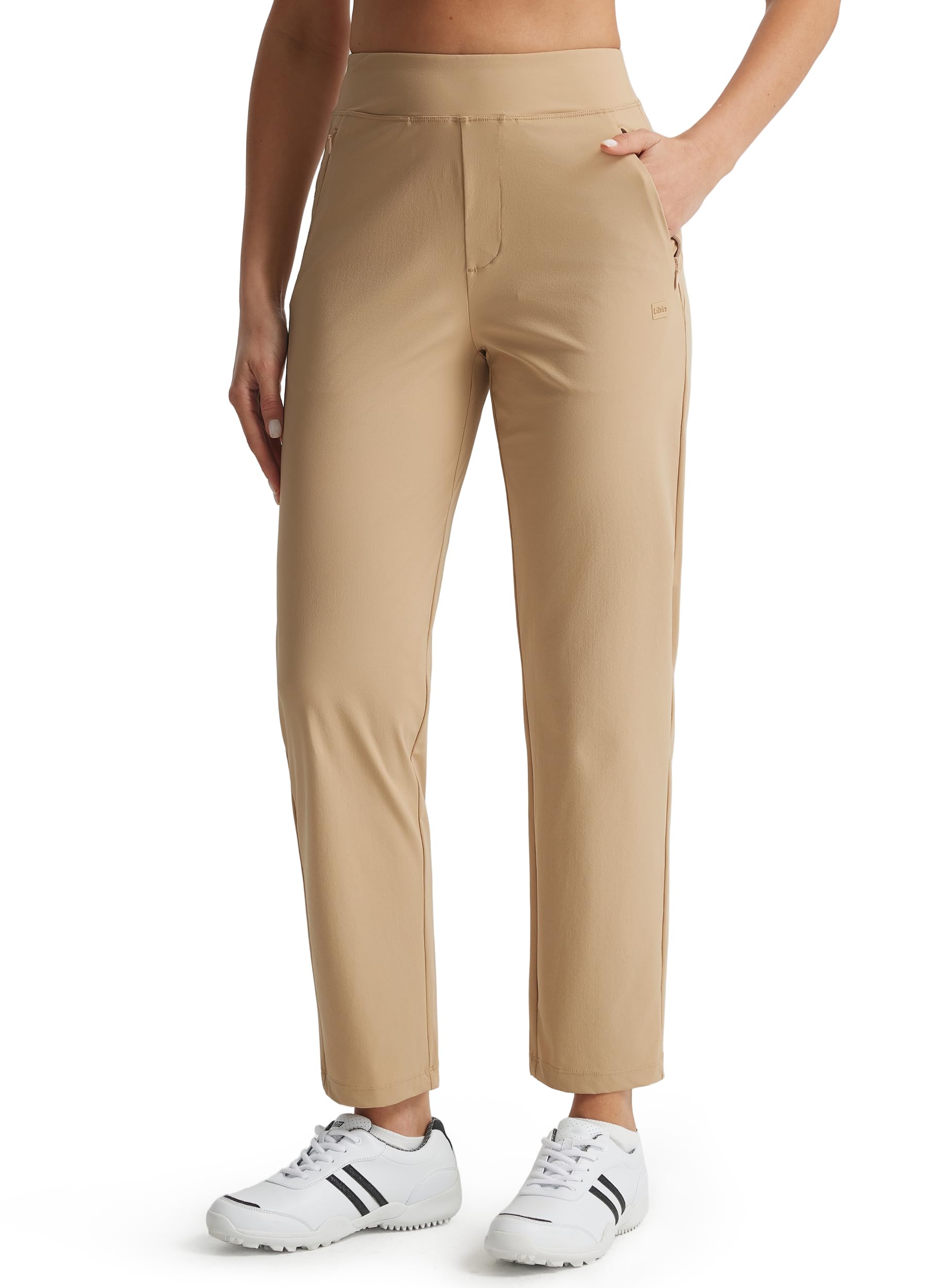Libin Women's Golf Pants Stretchy Travel Dress Pant High Waisted Zipper Pockets Straight Leg Soft Work Lightweight — view 15