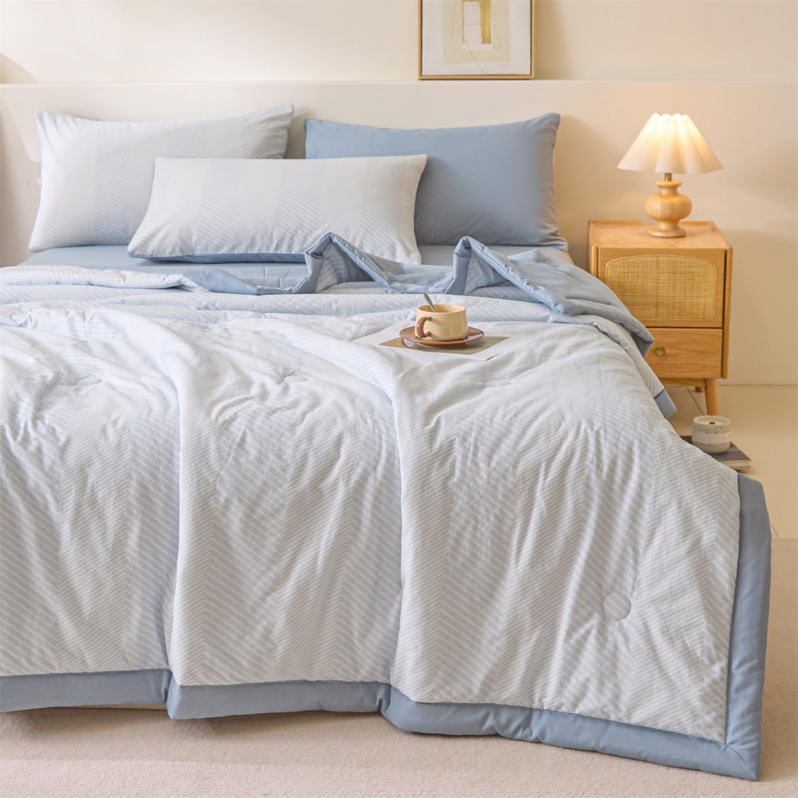 Odot Edredón Sin Funda 2.5 TOG Single A King (Cuadros 7,150x200cm) | Relleno Nórdico Verano Edredón Ligero y Transpirable Lavable a Máquina y Secado Rápido para las Noches Cálidas de Verano