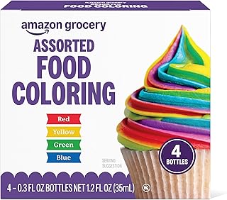 Amazon Grocery, Assorted Food Coloring, Contains Red, Blue, Green, Yello...