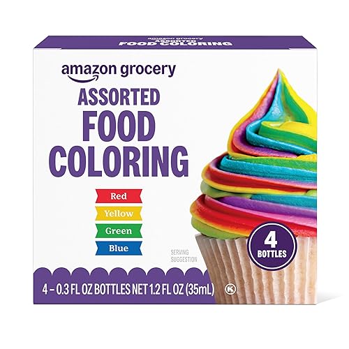 Amazon Grocery, Colorante surtido de alimentos, contiene botellas rojas, azules, verdes y amarillas, 1.2 onzas líquidas (anteriormente Amazon Fresh,