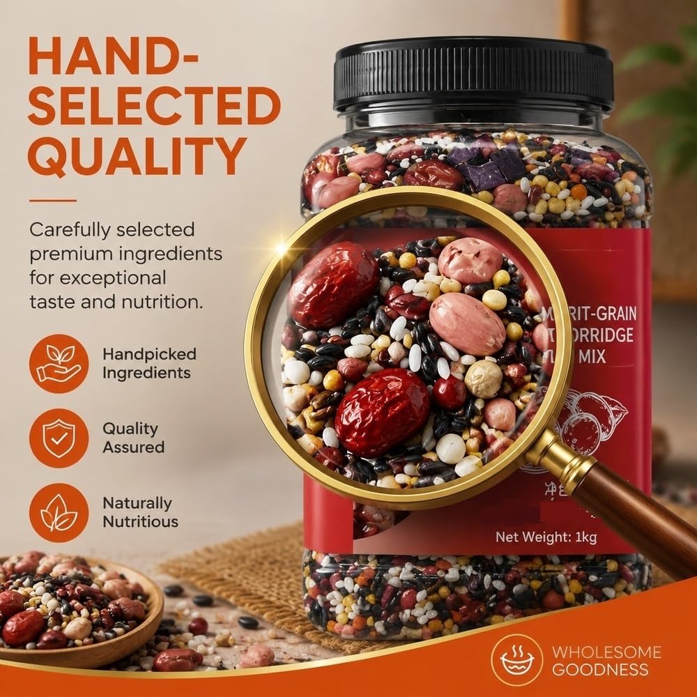 Mieszanka śniadaniowa Laba Eight Treasures Owsianka Pełnoziarnista 1 kg | Mieszanka fasoli i nasion Naturalne składniki Congee o zrównoważonych proporcjach