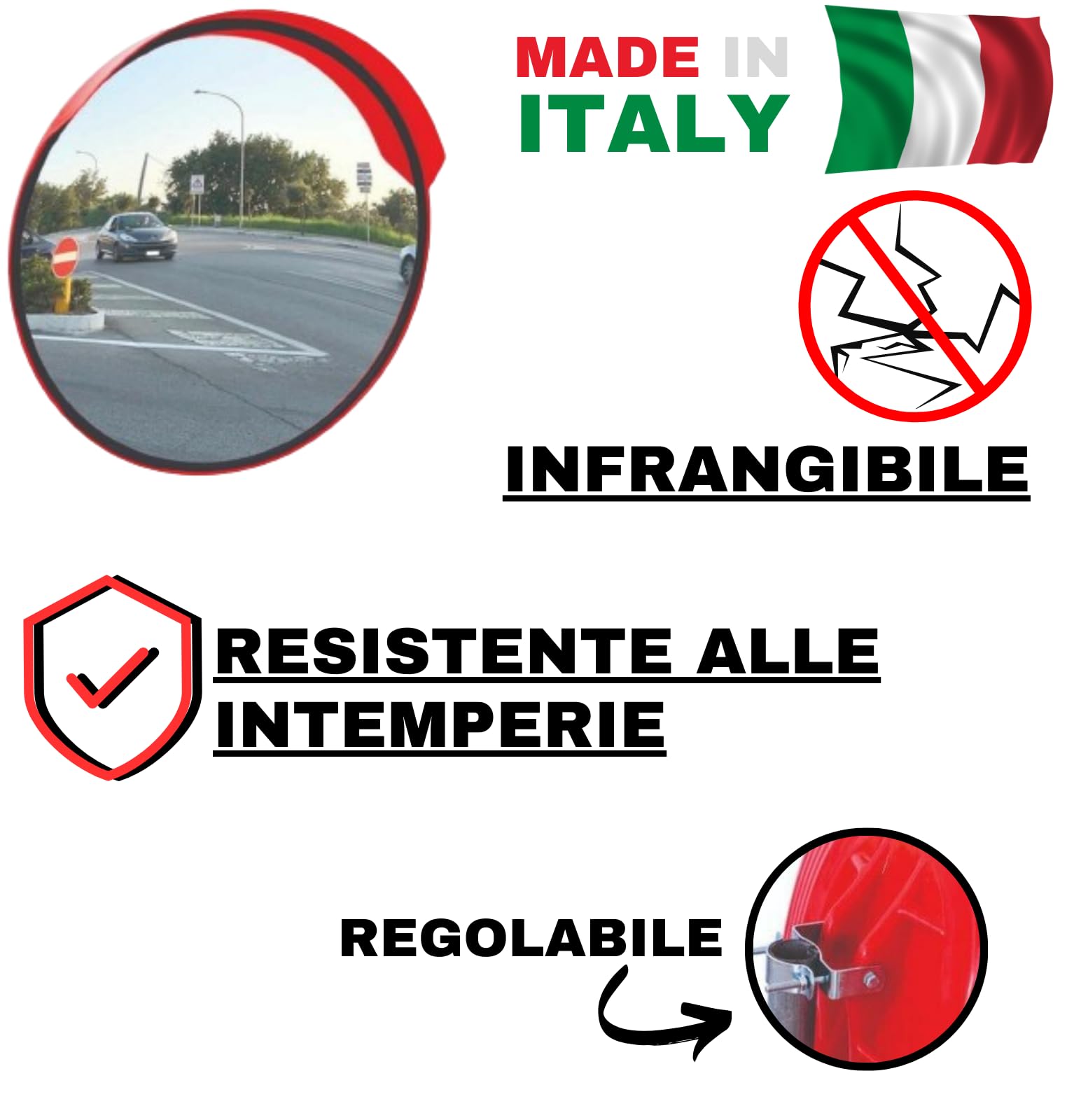 Specchio Stradale Di Sicurezza 40cm Convesso - Infrangibile E Resistente Per Garage E Parcheggi - Foto 3