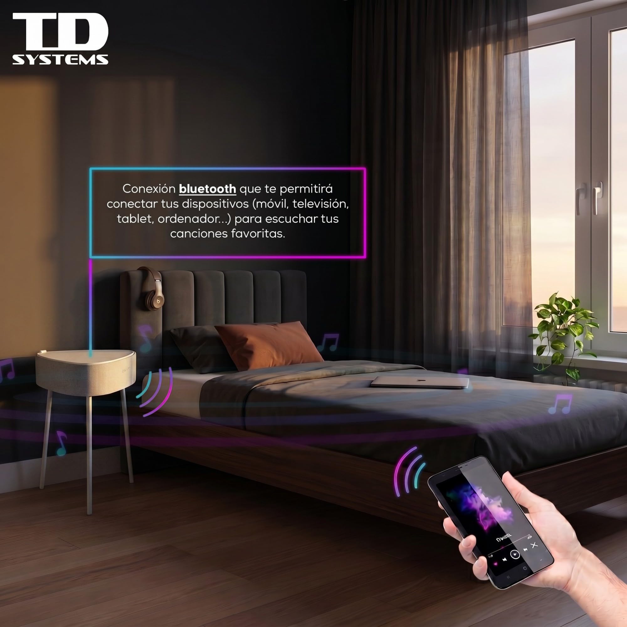 TD Systems Mesa Altavoz Bluetooth de 20W, Batería de 2500mAh SM20B11PB Color Blanco