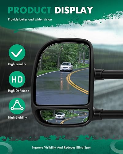 Miniatura 6 de Espejos retrovisores manuales para chofer y pasajero, para Ford F250, F350, F450, y F550 Super Duty 1999-2017
