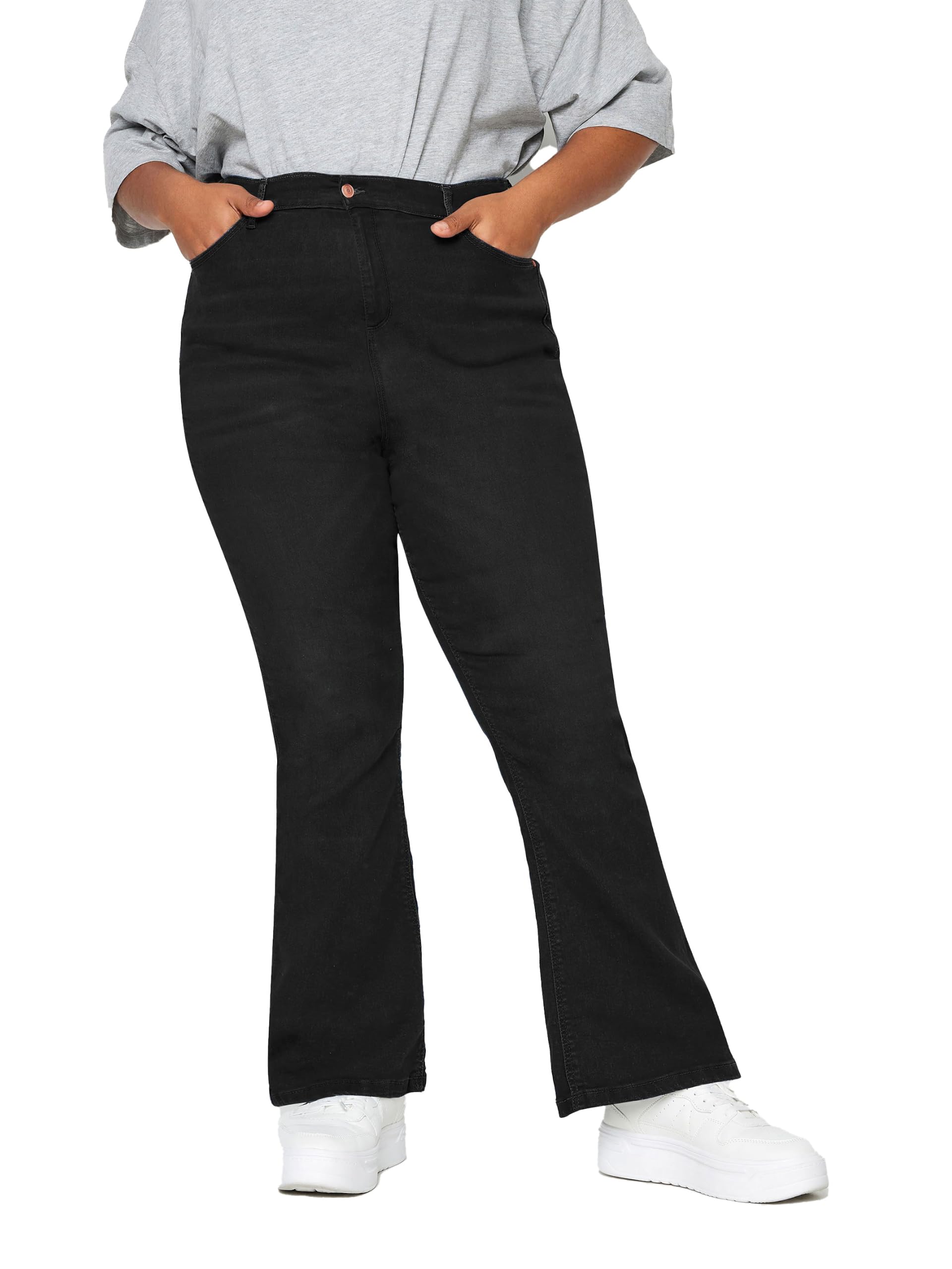 Yours Women's Bootcut Stretch Jeans in Black | Size: 26L