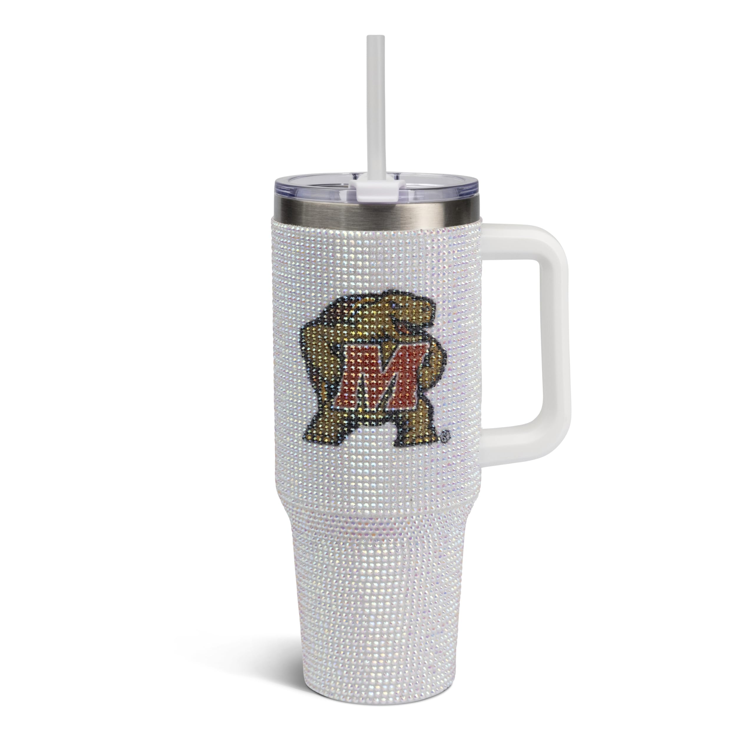 The Memory Company Officially Licensed 40oz White Bling Game Day Tumbler, University of Maryland, College Park