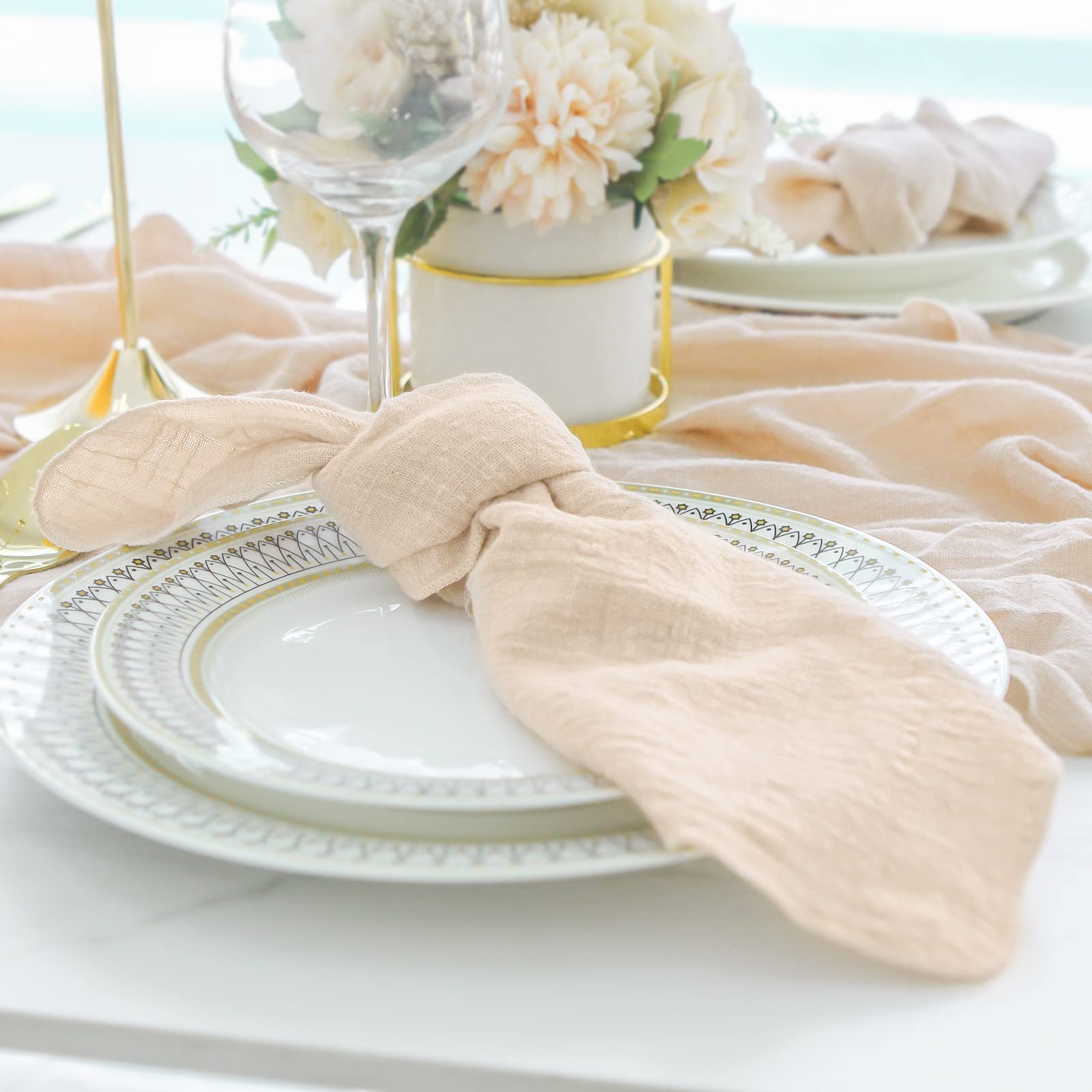 Tovaglioli di stoffa per cena, 10 pezzi, 100% cotone morbido naturale, lavabili ideali per matrimoni, cene, uso quotidiano in famiglia, tovaglioli per ristoranti, beige