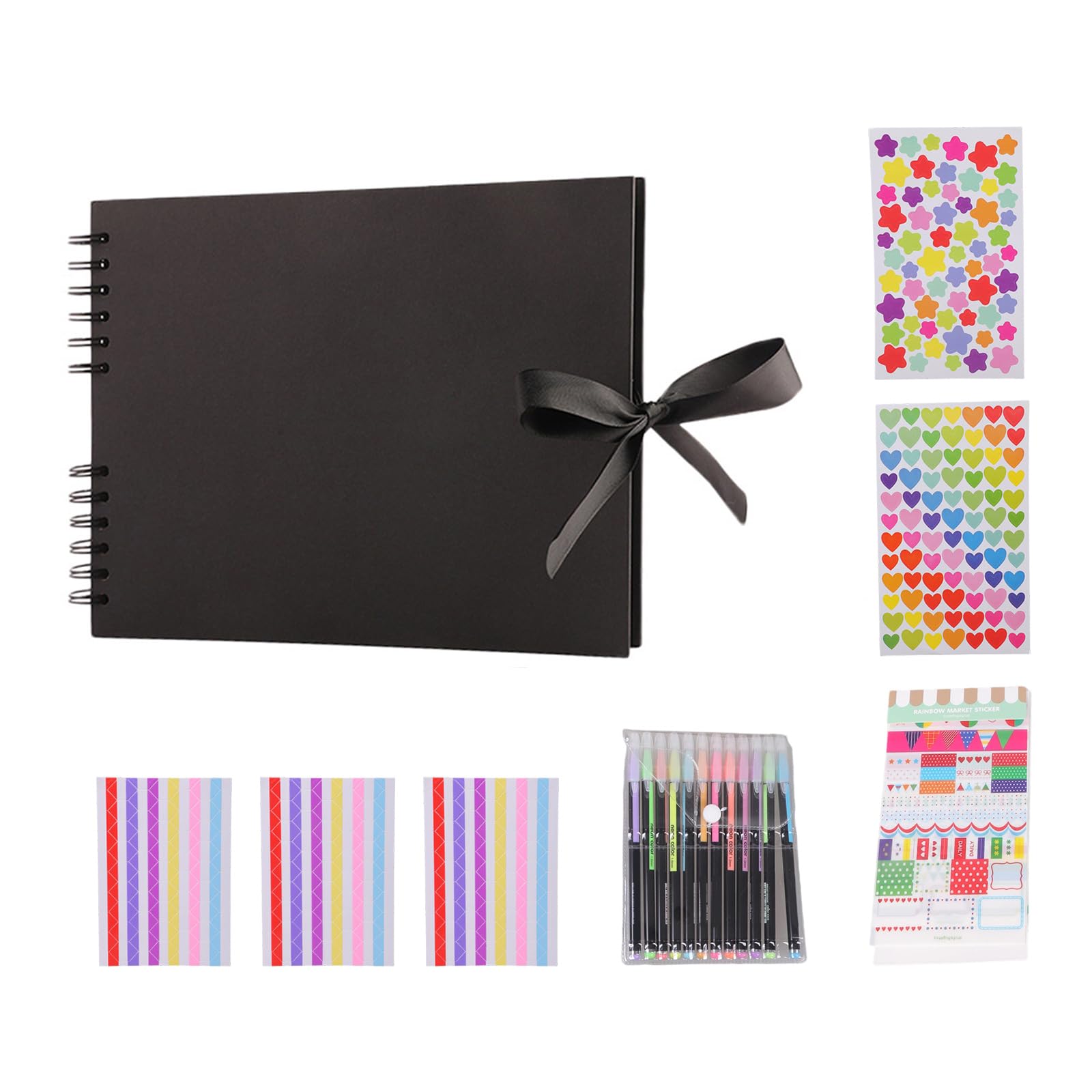 Book with 80 Pages and Accssories Scrapbooking Photo Album Ribbon Wedding Guest Book for Creative Projects Photo Album