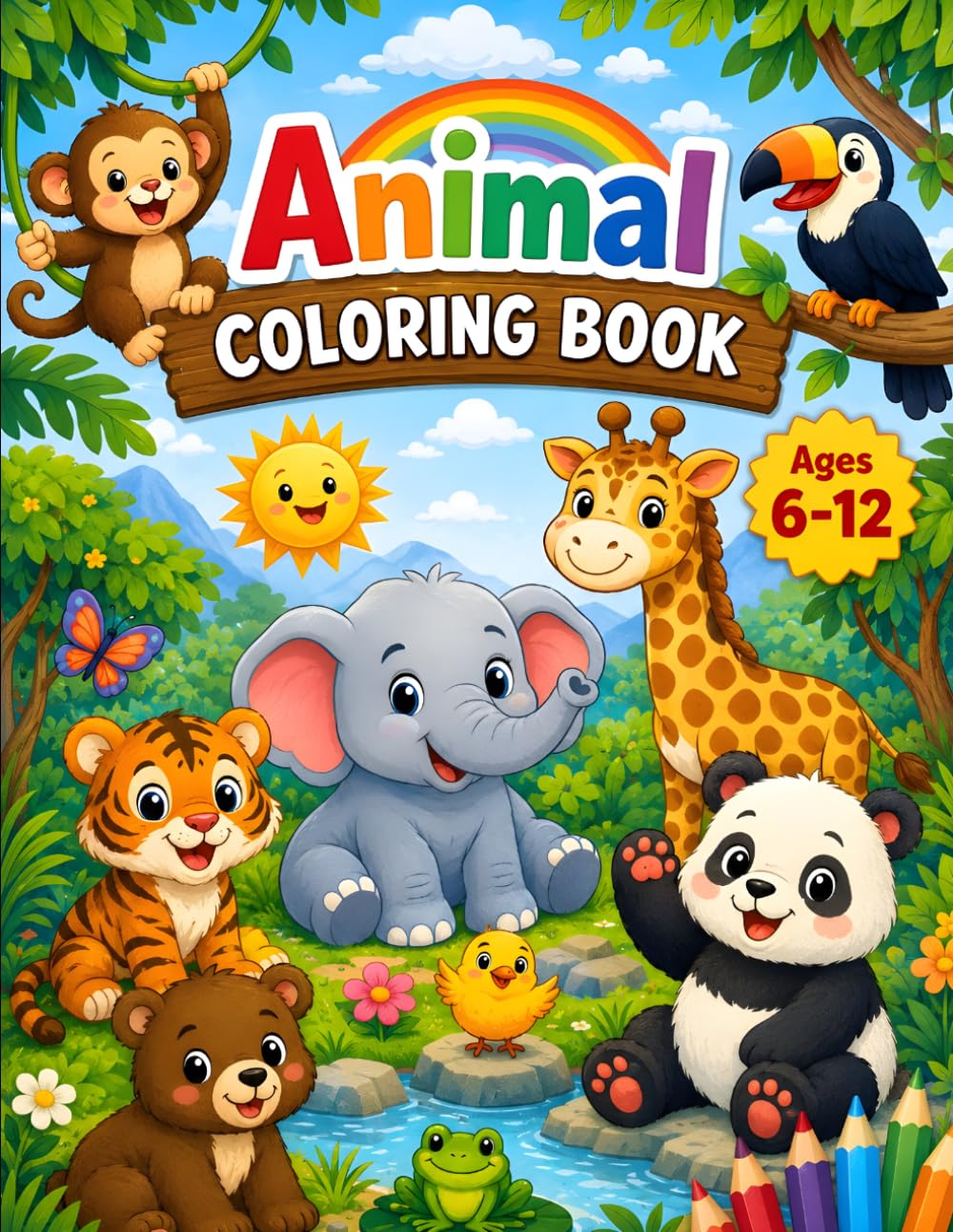 ANIMAL COLORING BOOK: Fun and Educational Animal Coloring Book with Cute animals Illustrations for Toddlers, Preschoolers, and Young Kids