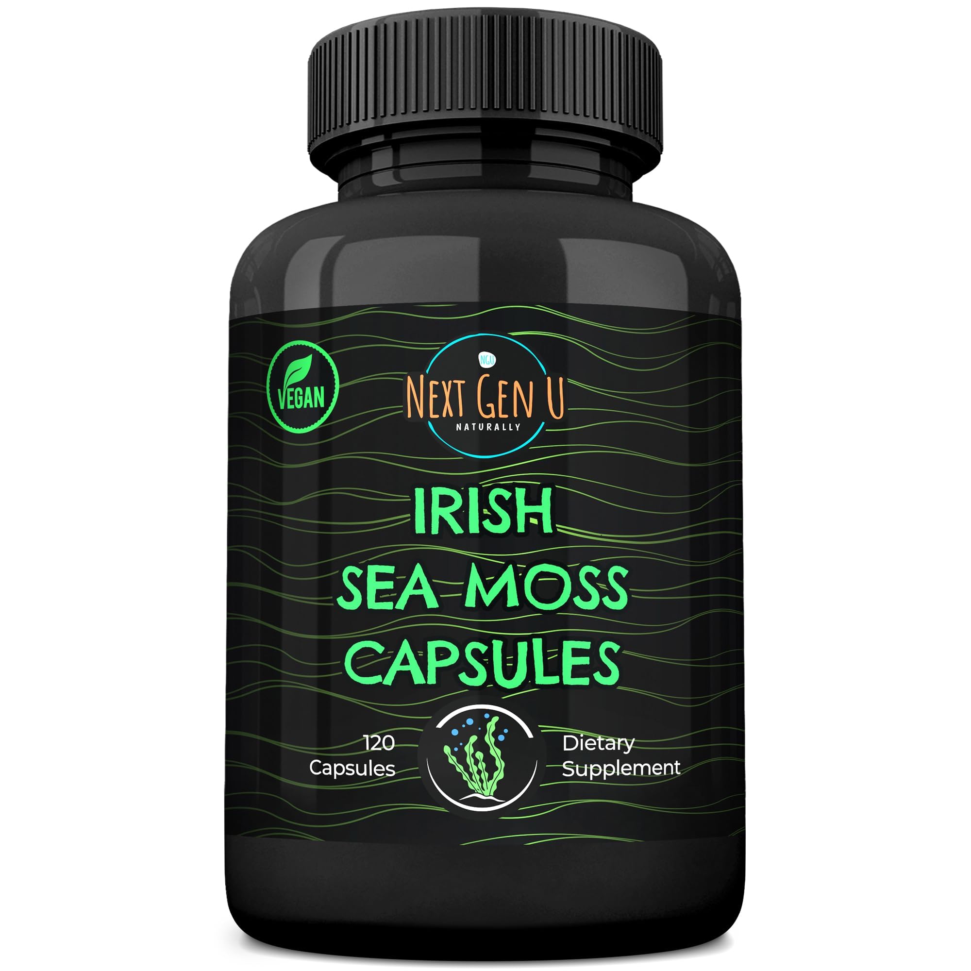 Irish Sea Moss - 120 Vegan Capsules - Dietary Supplement - with Omega-3, Iodine & Perilla Oil to Support & Boost Immune System - Supports Digestion & Thyroid Health - Nutrition Wellness - by NextGenU
