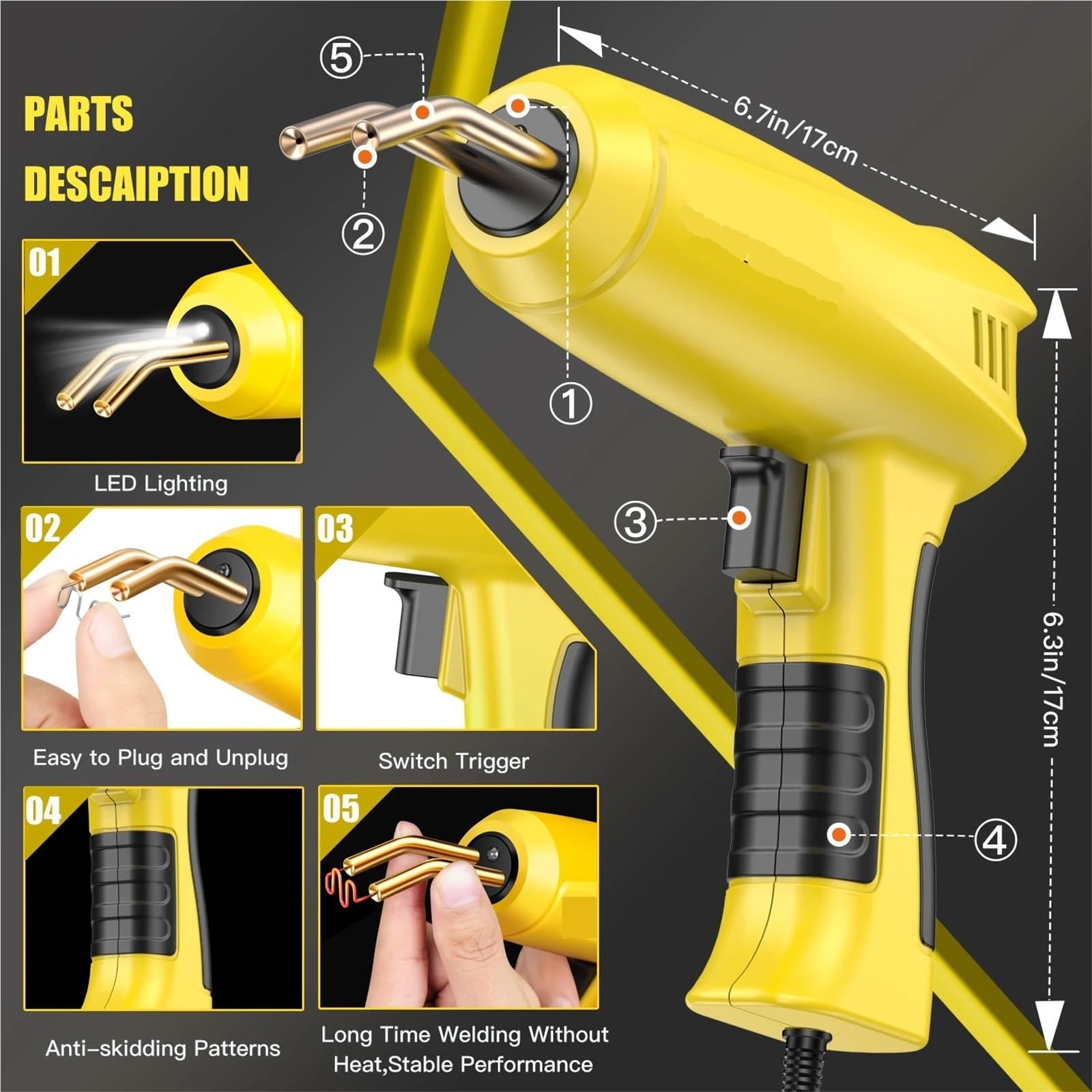 Kit Riparazione Paraurti Auto Saldatrice Per Plastica Da 200 W, Kit Per Saldatura Di Plastica, Kit Per Pinzatrice A Caldo, Pistola Per Saldatrice Per Plastica, Saldatore Per Paraurti, Riparazione Auto