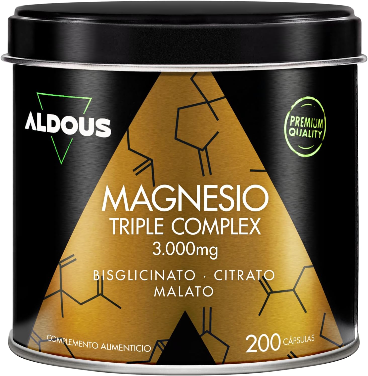 Magnesium Complex Triple – 2250 mg Magnesium – Bisglycinate, Citrate and Magnesium Malate – 200 capsules – Elemental 316.8mg per dose – High Bioavailability – Performance, Energy, Wellness