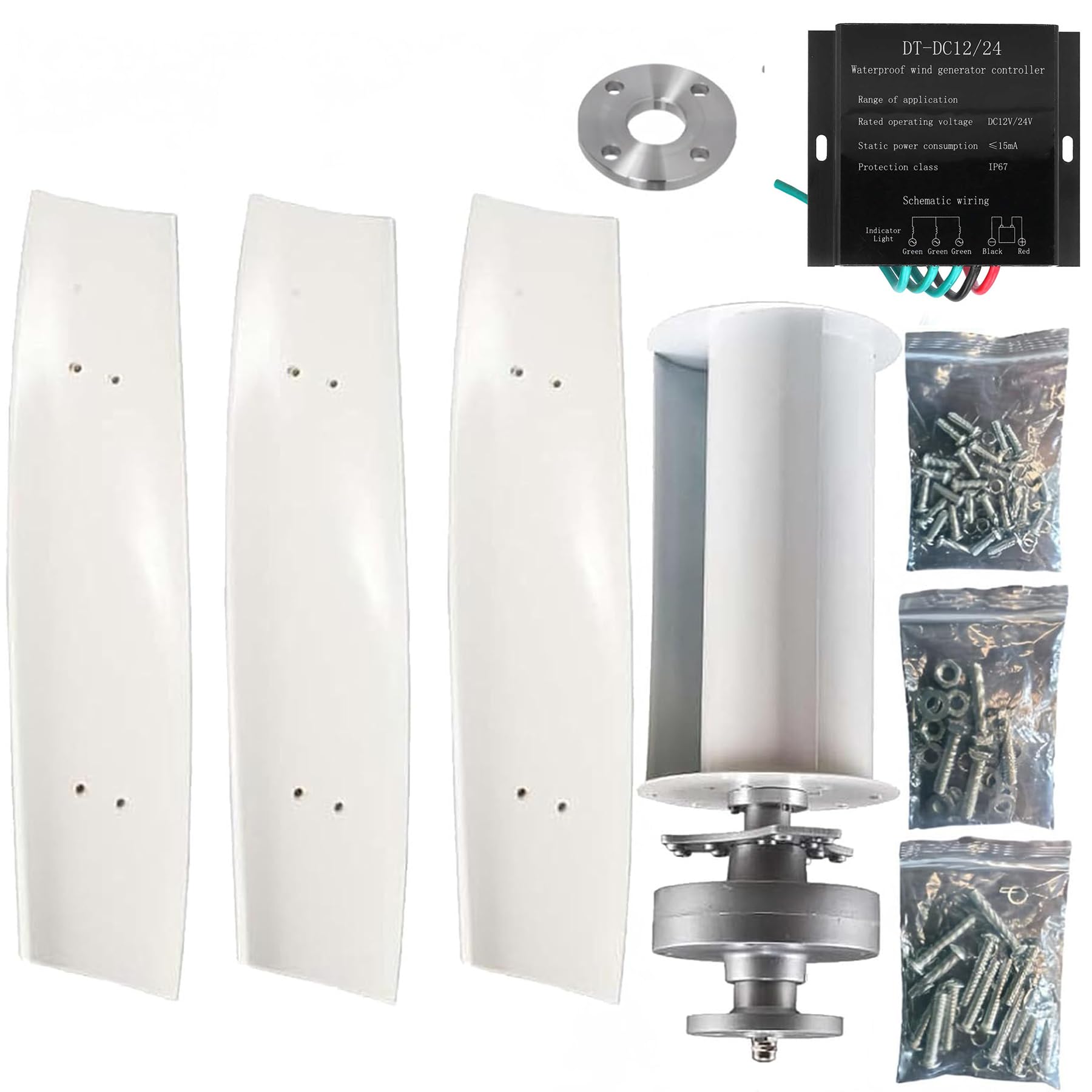 Kit Turbina Eolica Verticale Residenziale Da 18000 W, Impermeabile Ip67, Generatore Di Energia Eolica Da 220 V per Applicazioni Marine, Adatto A Sistemi Ibridi Solari Ed Eolici.