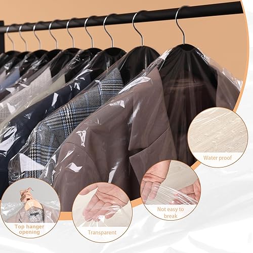 Miniatura 3 de 90 bolsas de plástico transparente para limpieza en seco de 35.4 pulgadas, bolsas de ropa para colgar ropa, bolsas de plástico para ropa, fundas de