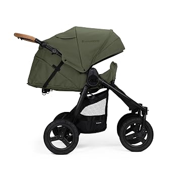 Bumbleride Indie Twin Double Stroller - Side-By-Side Infant and Toddler Stroller with Compact Standing Fold, Air-Filled Tires & All-Wheel Suspension - Olive