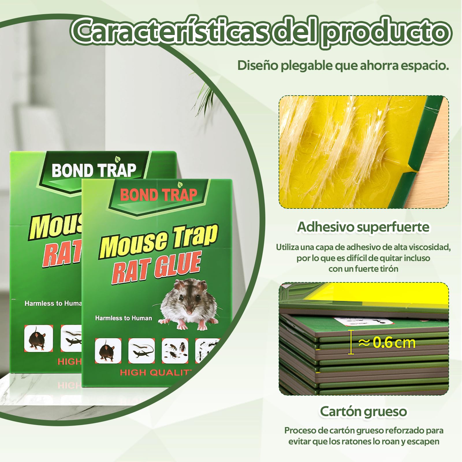 12 Piezas Pegamento Ratones Pegajoso Fuerte Trampa Aadhesiva para Ratas y Ratones Profesional Atrapa Ratón y Cucarachas, Trampas Ratas Adhesivo Utilizado en Cocinas, Salas de Estar, Almacenes