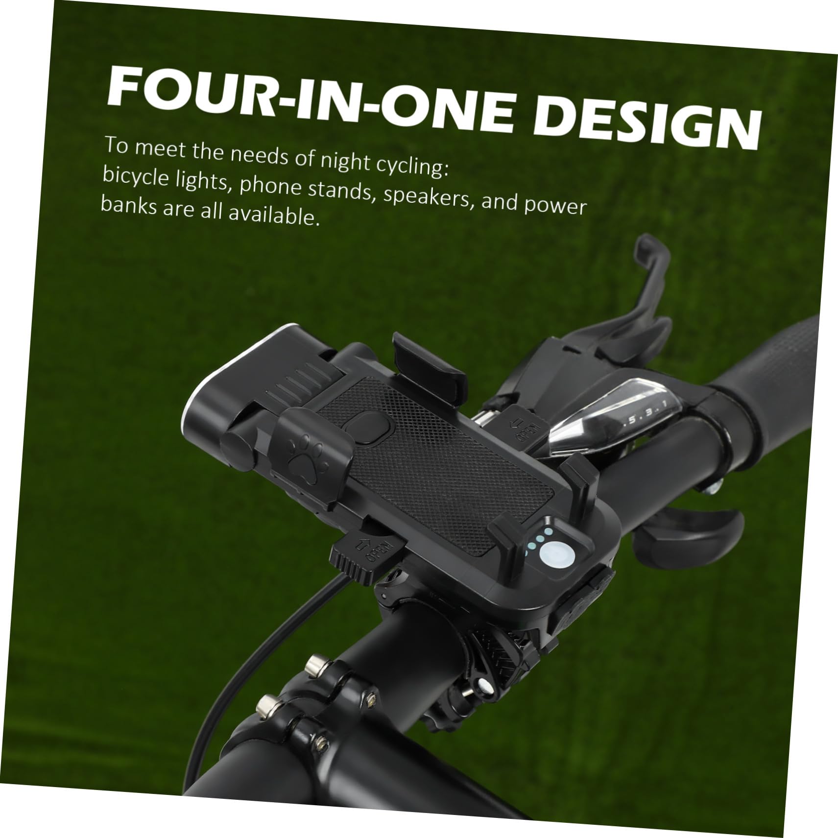 ifundom 4000mah Luce Posteriore per Bici Luci LED per Bicicletta Supporto per Telefono Clacson Batteria Ricaricabile Tramite USB per Guida Notturna in Mountain Bike