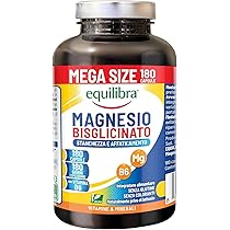 Equilibra Magnesio Bisglicinato, 180 Capsule, 250mg, con Vitamina B6, Scorta 6 Mesi, Vegan, Integratore Stanchezza e Affaticamento, Sistema Nervoso e Funzione Muscolare, Senza Glutine