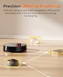 Aspirateurs robotisés et Mop 7000Pa, 180mins Nettoyage personnalisé, 90-Day Self-Emptying, Navigation Lidar, Wi-Fi/App/Alexa/Remote, pour animaux de compagnie, plancher dur, moquette
