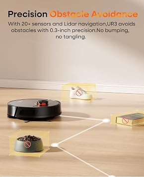 Robot Vacuum and Mop with Self-Emptying Station, 7000Pa Suction for Pet Hair on Carpets, LiDAR Navigation Creates No-Go Zones, Quiet, Works with Alexa, Ideal for Hardwood Floors & Multi-Floor Homes