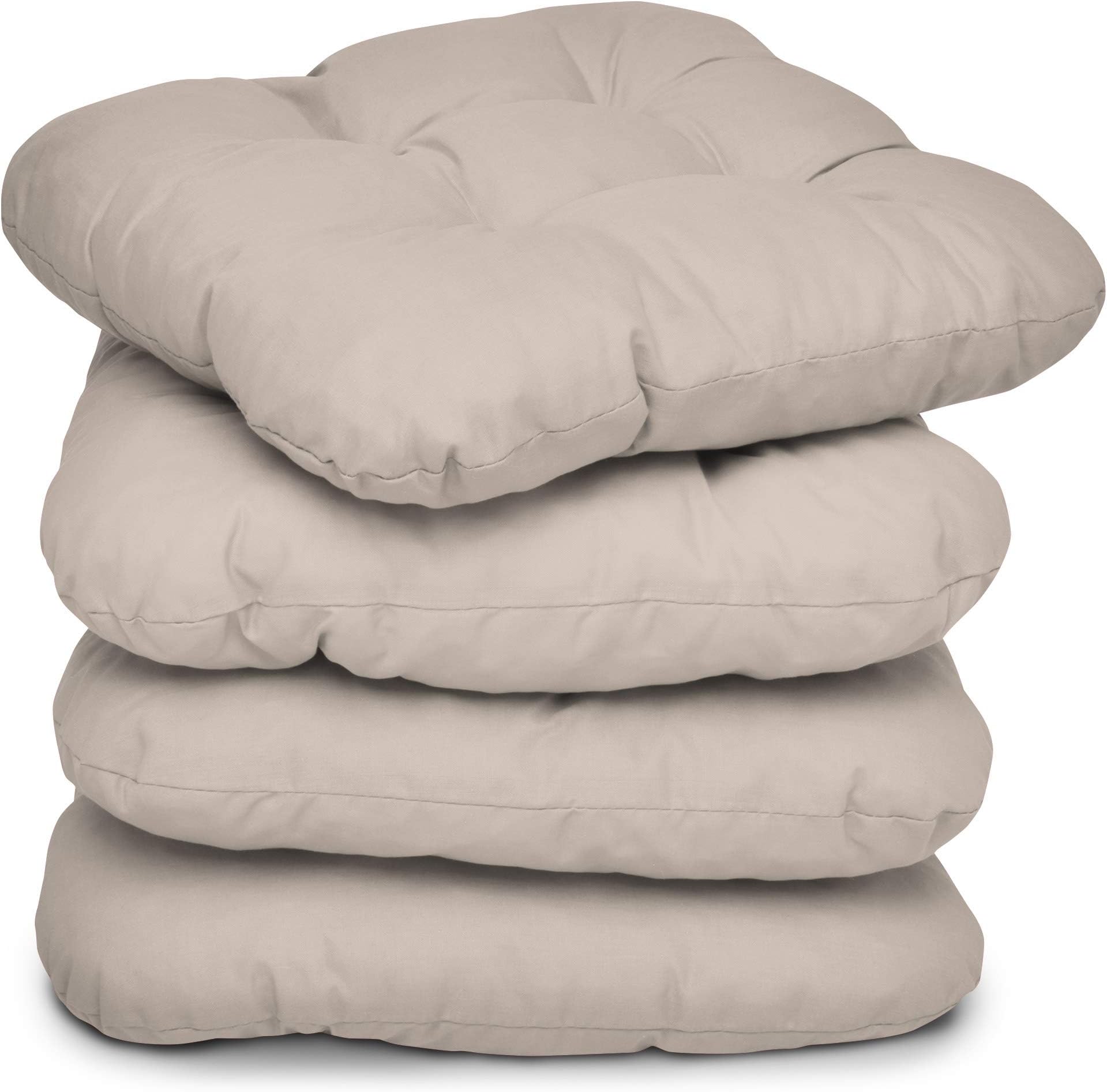 Lot De 4 Coussins De Chaise - 40x38x3 Cm - Housse Lin Lavable, Antidérapant - Intérieur/Extérieur - Pour Tabourets Et Chaises