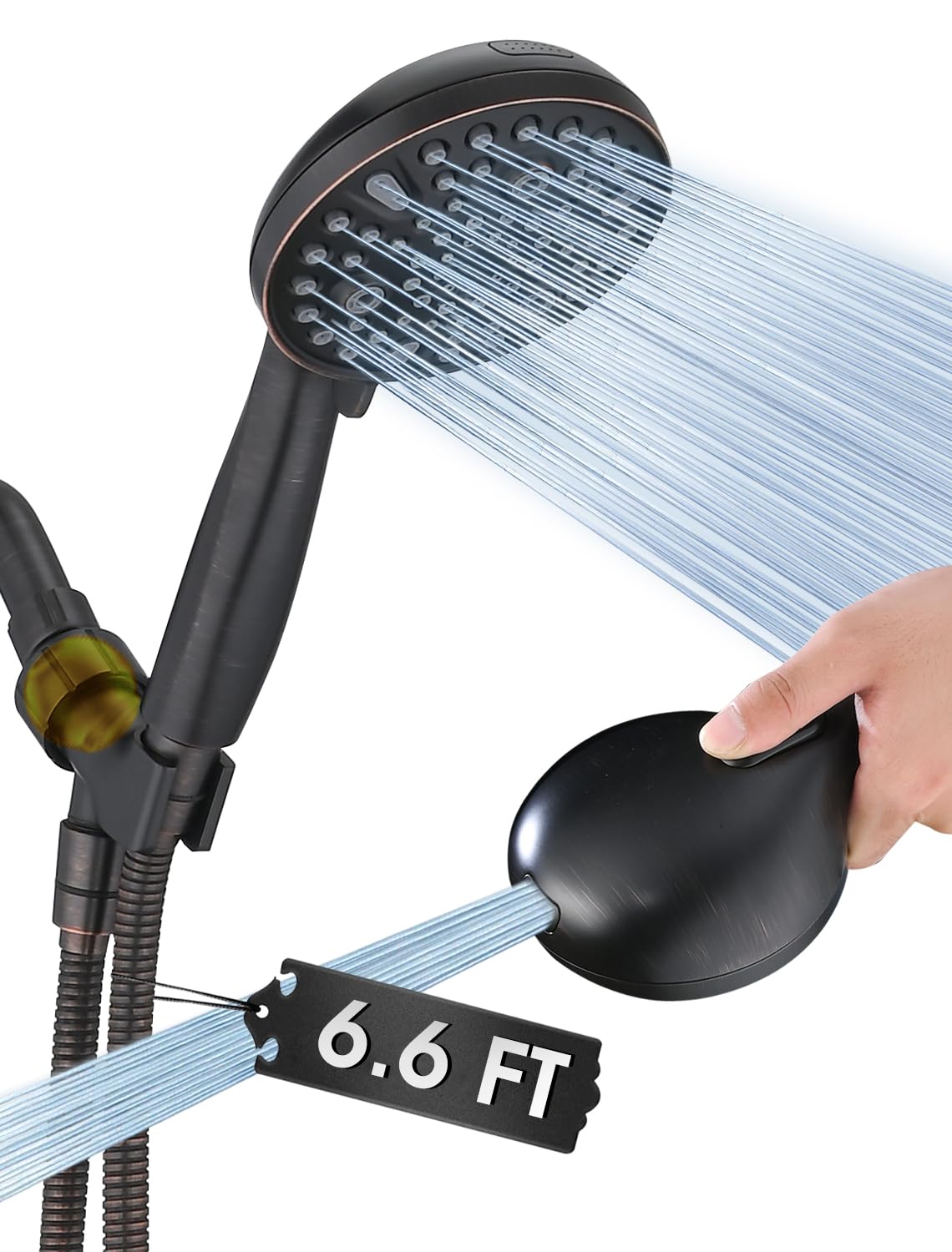High Pressure Handheld Shower Head with 10 Settings, 5" Removable Shower Head Spray, Built-in Power Wash for Cleaning Tub, Tiles and Pets, 79" Extra Long Stainless Steel Hose โ image 1