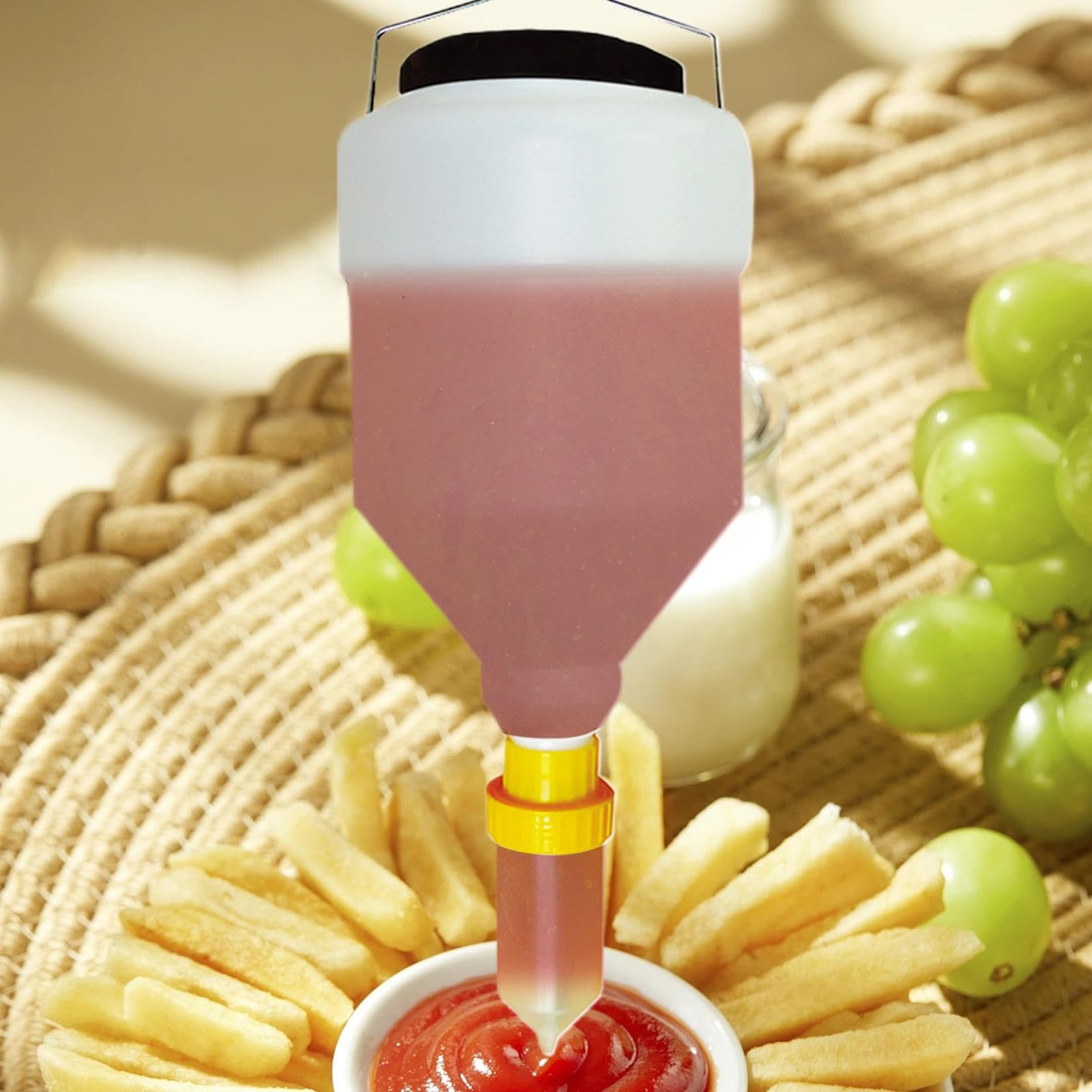 Distributore di salse – 3,5 l da appendere, ricaricabile, pratico dispenser per cucina e gastronomia | contenitore dosatore grande volume per spaghetti fast food Truck Buffet BBQ Caterin