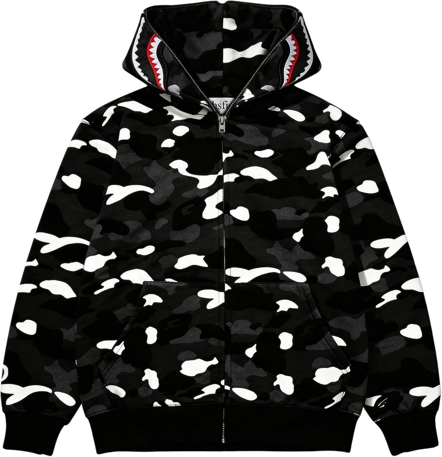 Complete Size Range Unisex Shark Hoodie Shark Jacket Camo, Full Zip, Cotton Adult Sweatshirt for Young Boy&Girl