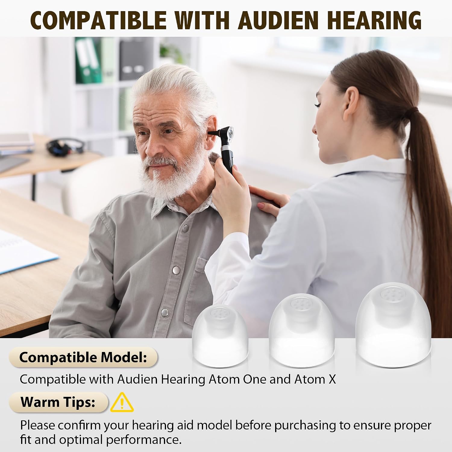 18 Pcs Hearing Aid Domes, Compatible with Audien Hearing Aids, 9/10/11MM