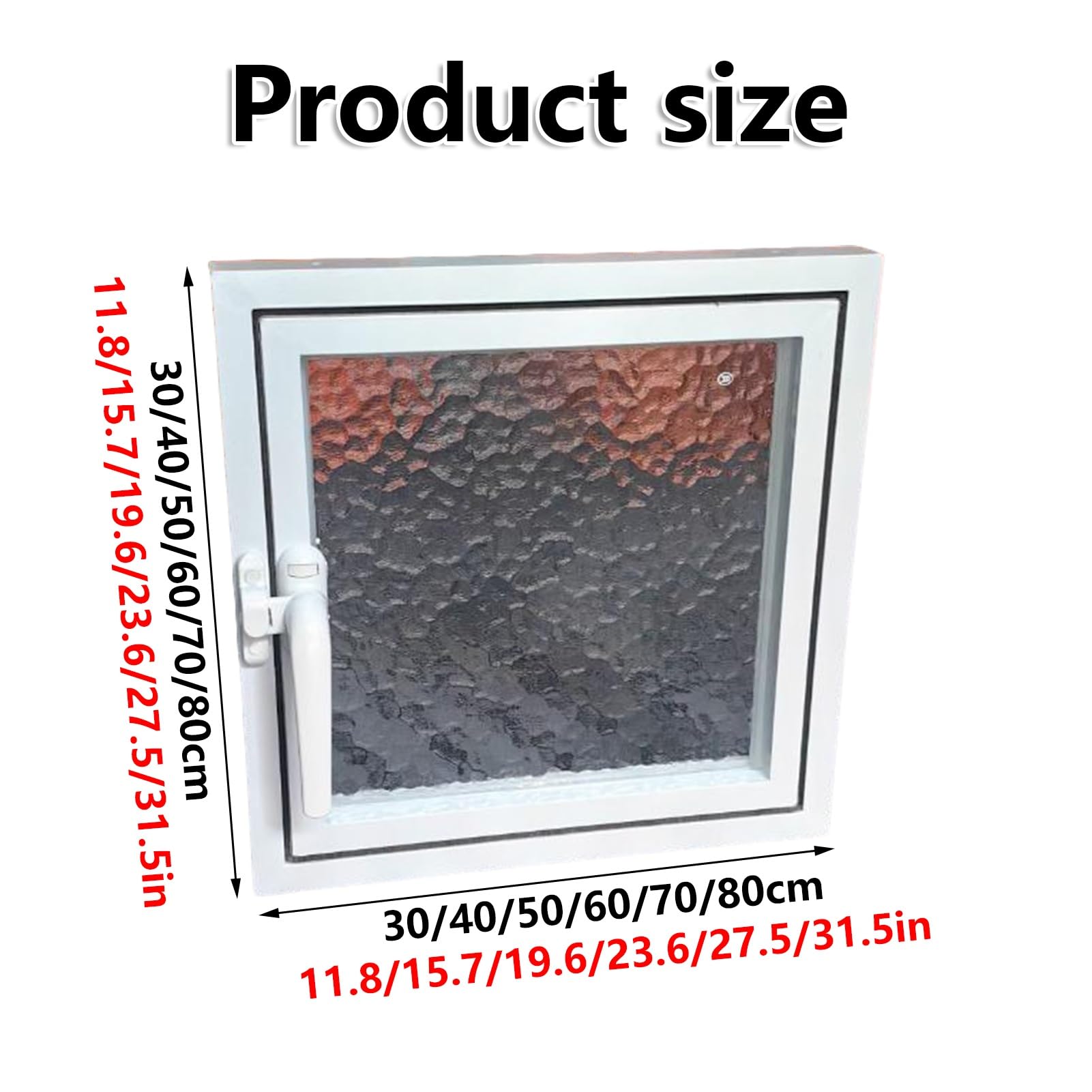 Finestra Di Ventilazione Della Lega Di Alluminio, Finestra A Oblò In Vetro Temperato Con Maniglia, Per Bagno, Seminterrato(White,50cm/19.6in)