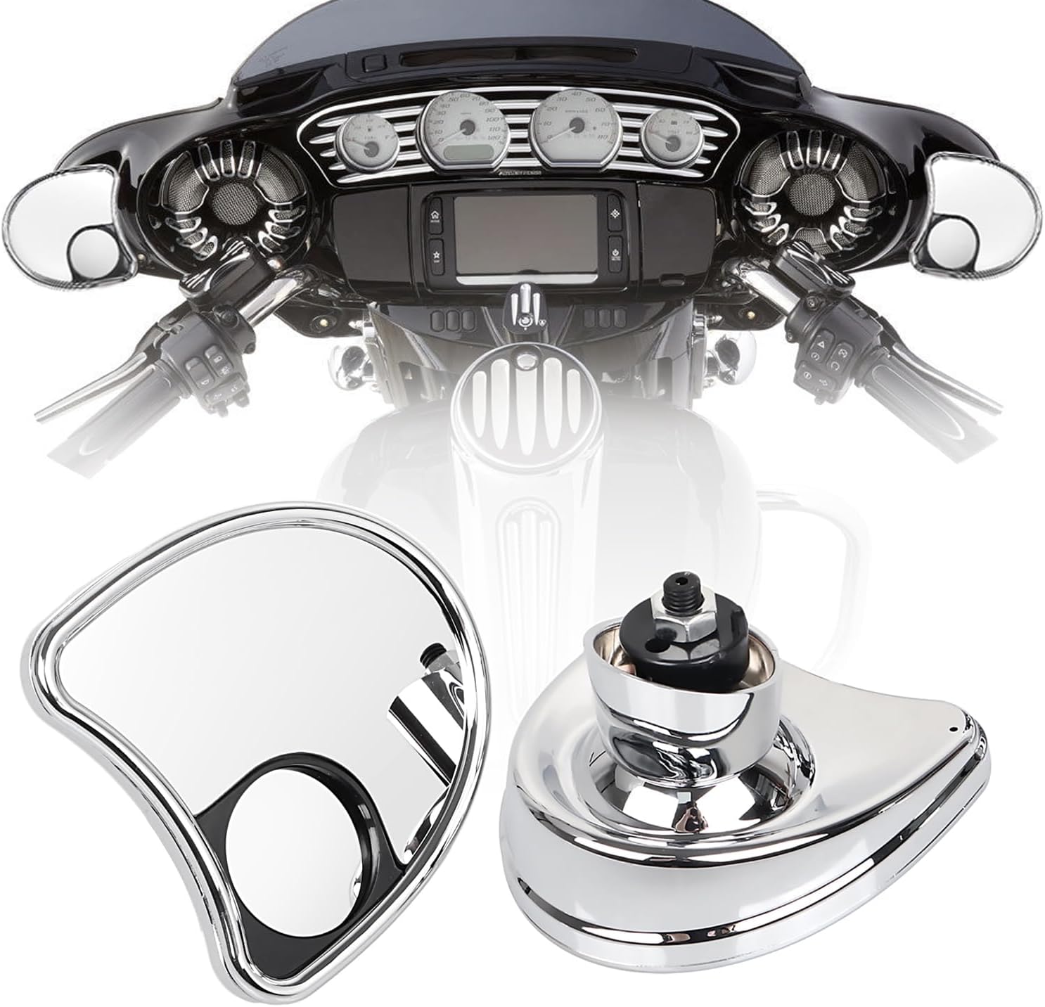 Chrome 10mm Inner Fairing Mount Mirrors Rearview Mirrors for Harley Touring Electra Glide Street Glide Special FLHXS Ultra Limited and Tri Glide Ultra Classic 2014-2023