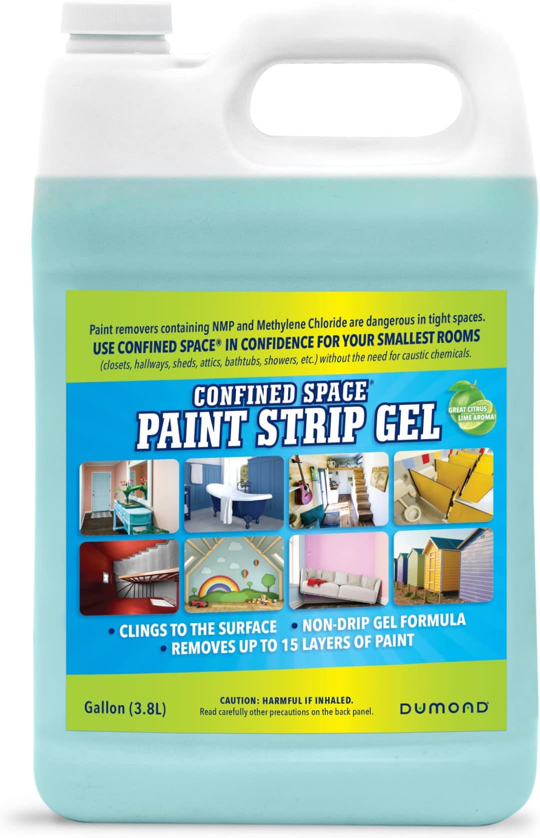 Dumond Confined Space Paint Strip Gel, Remove Up to 15 Layers of Latex, Oil, Acrylic & Water-Based Coatings from Small Spaces, Closets, Furniture, Sheds, Attics & More, Citrus Lime Aroma, 1 Gallon