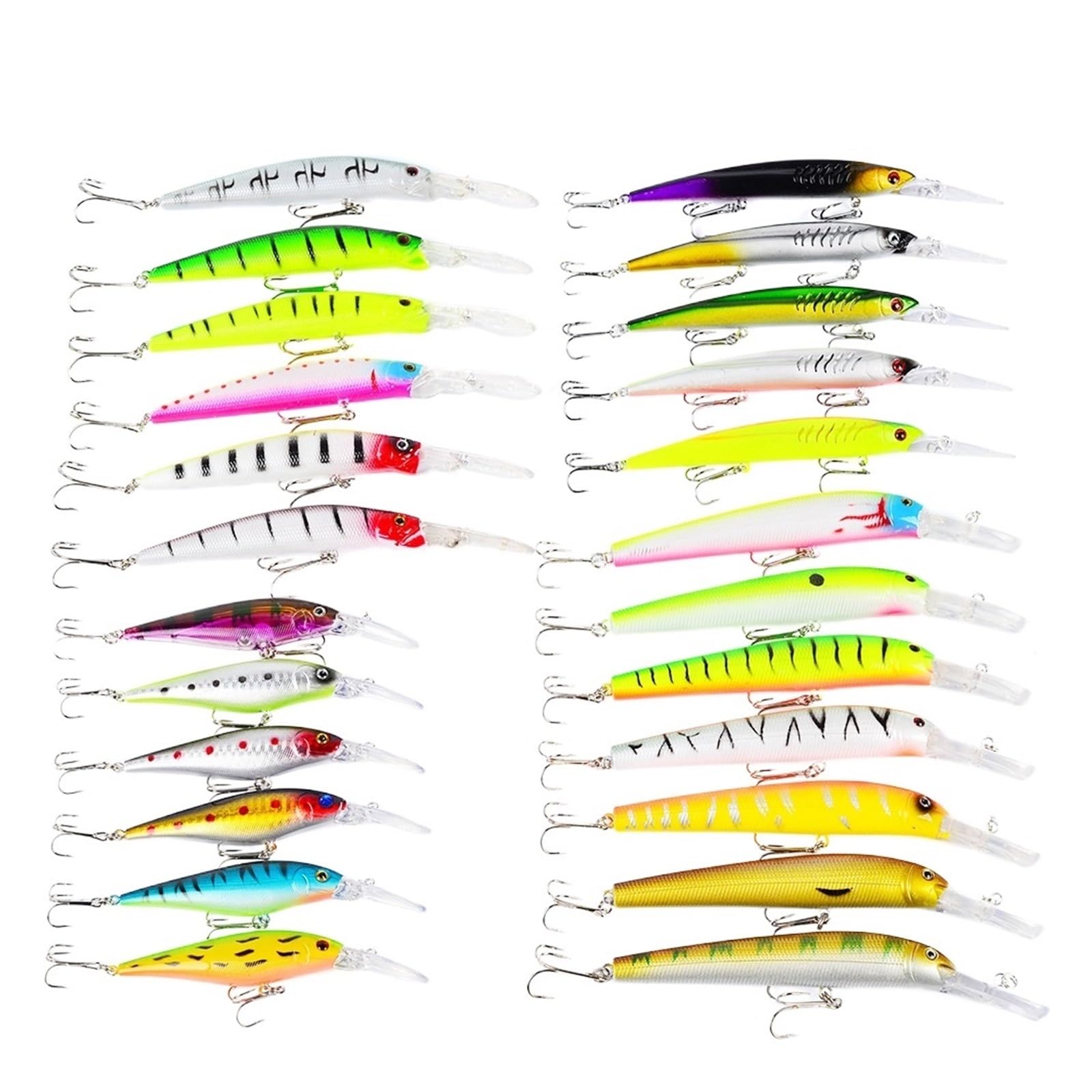 XILILHC 24 Pièces/Ensemble Leurre De Pêche Ensemble Vairon Flottant Coulant Manivelle Wobblers 11-15.3cm Appât Dur Artificiel Carpe Bar Matériel De Pêche