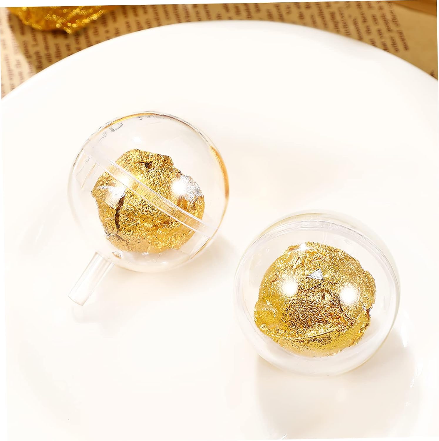 Yardwe 100 Pcs Clear Chocolate Box Holder Candy Flower Bouquet Holder Packaging Accessories for Decoration and DIY Making, Reusable Acrylic Ball 1.6" Diameter
