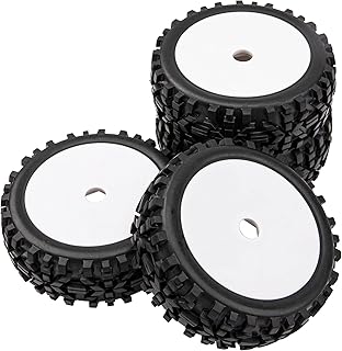 HIRCQOO 17mm Hub 4.52'OD Rubber Tires & Plastic Wheel Rim with Foam Compatible with 1/8 Scale Arrma Python HSP Redcat Kyosho ExceedRC Traxxas Losi HPI XTR Badlands Off-Road RC Buggy