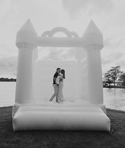 Miniatura 7 de Casa inflable blanca de rebote – 13 x 12 x 14.5 pies – Gran unidad inflable de castillo para bodas – Casa de rebote de fiesta al aire libre con