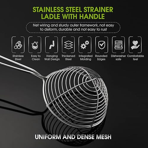 Miniatura 4 de Cucharas para colador de ollas calientes, cucharas de acero inoxidable para colador de ollas calientes de 2.5 pulgadas, mini cuchara de malla para