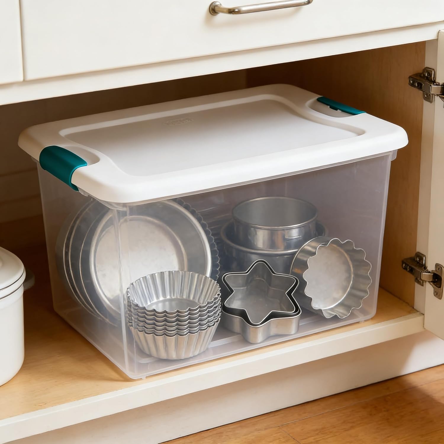 6-Pack 64 Quart Latching Storage Bins with White Lids - Clear Plastic Durable Stackable Containers for Home Bedroom, Dorm & Living Room Organization