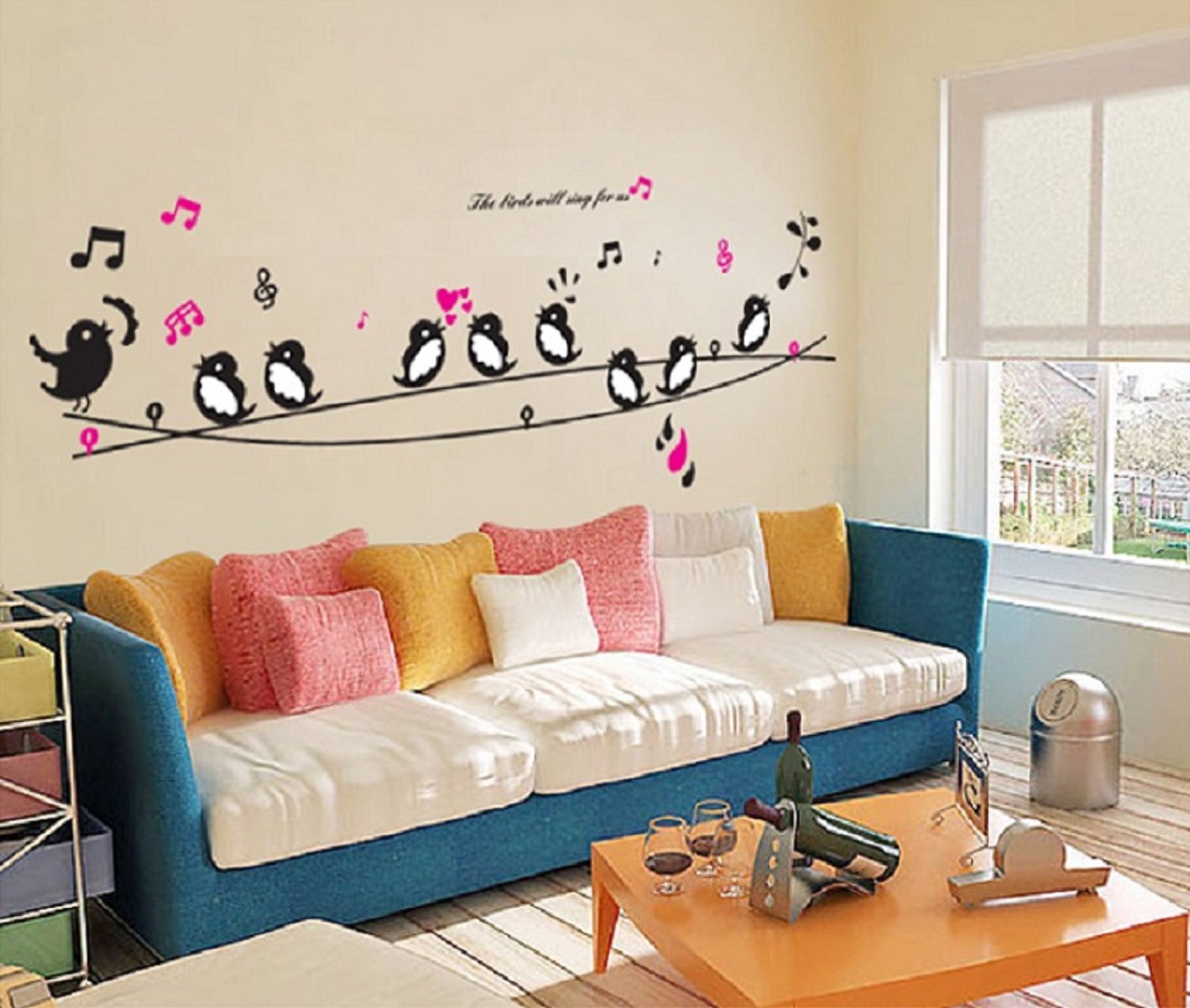 JAAMSO ROYALS Singing Birds Sticker for Wall, Wall Design, Wall Design Sticker for Hall, Wall Stickers for Bedroom Big Size, Sticker for Wall Decoration, Wall Stickers for Living Room Big Size