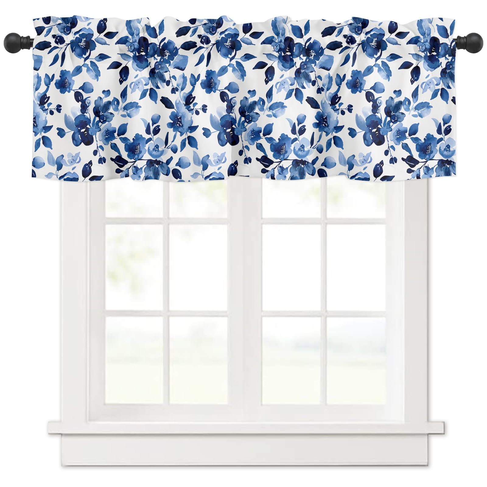 Cenefas para ventanas estilo azul acuarela que llenan de luz natural tu cocina y dormitorio