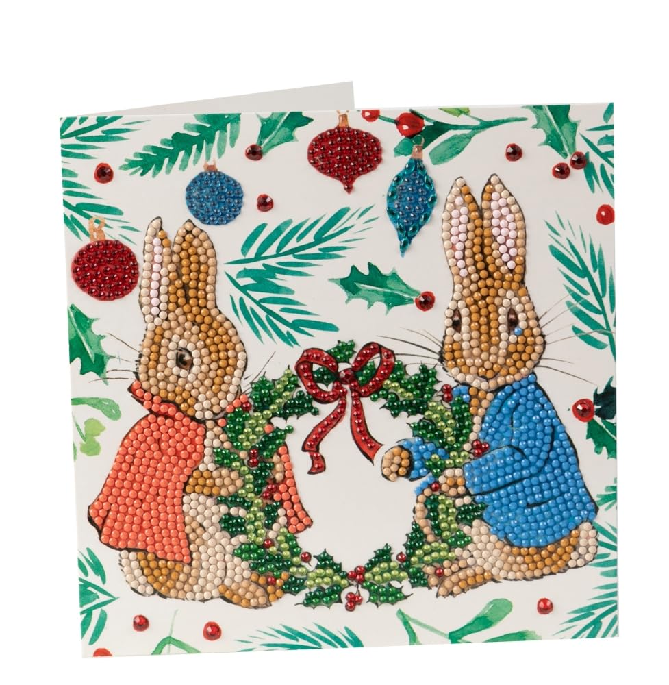 Crystal Art Peter Rabbit Festive Wreath Christmas 18X18cm Card
