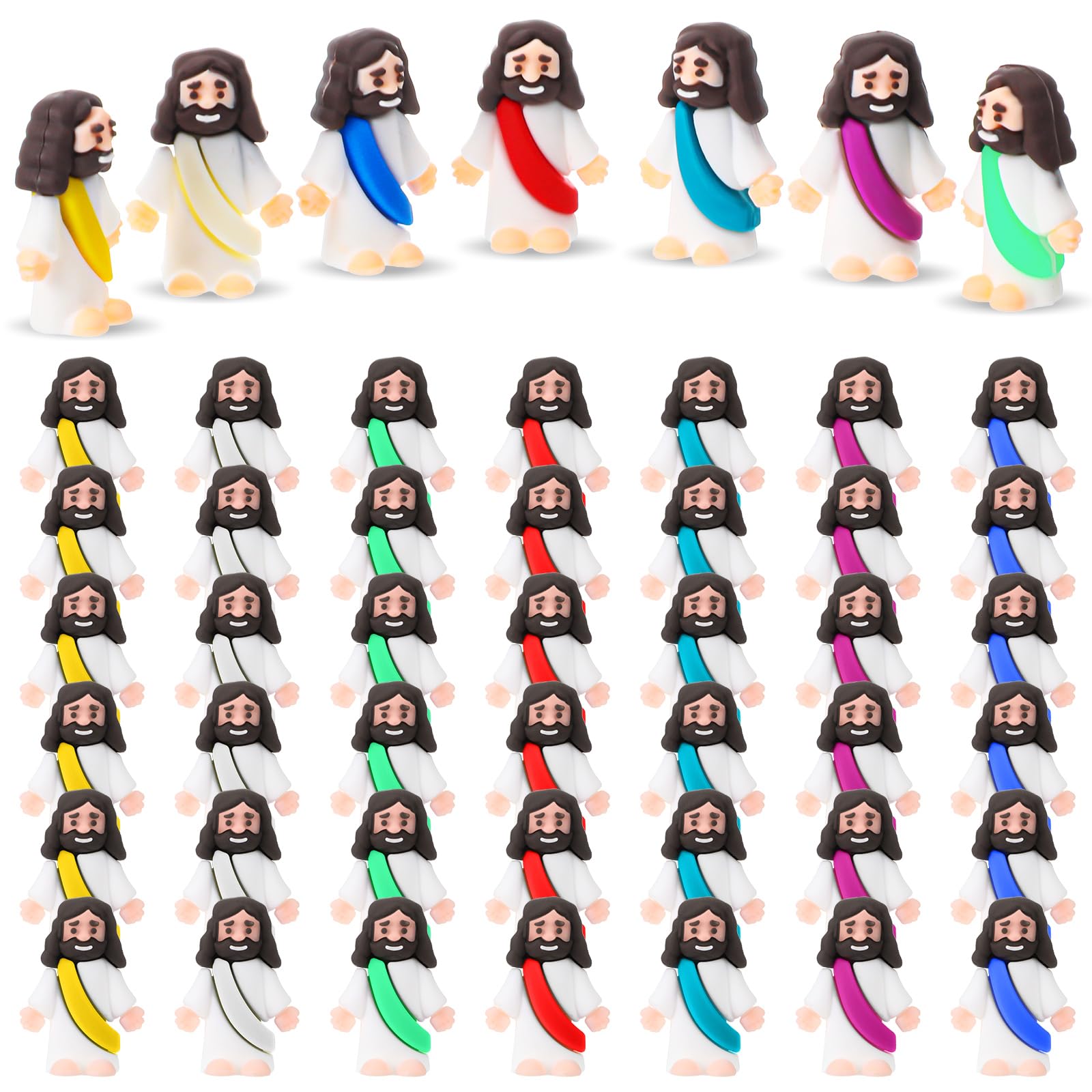 Sumind 50 Pcs Little Jesus Figures Christmas Mini Pocket Jesus Figurines Bulk Original Design for Xmas Hide and Seek Religious Party Favors Sunday