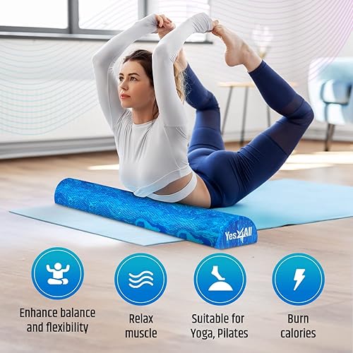 Miniatura 4 de Yes4All Rodillo de espuma EVA de densidad media para espalda, rodillo de media espalda para ejercicio, yoga y pilates de 1236 pulgadas