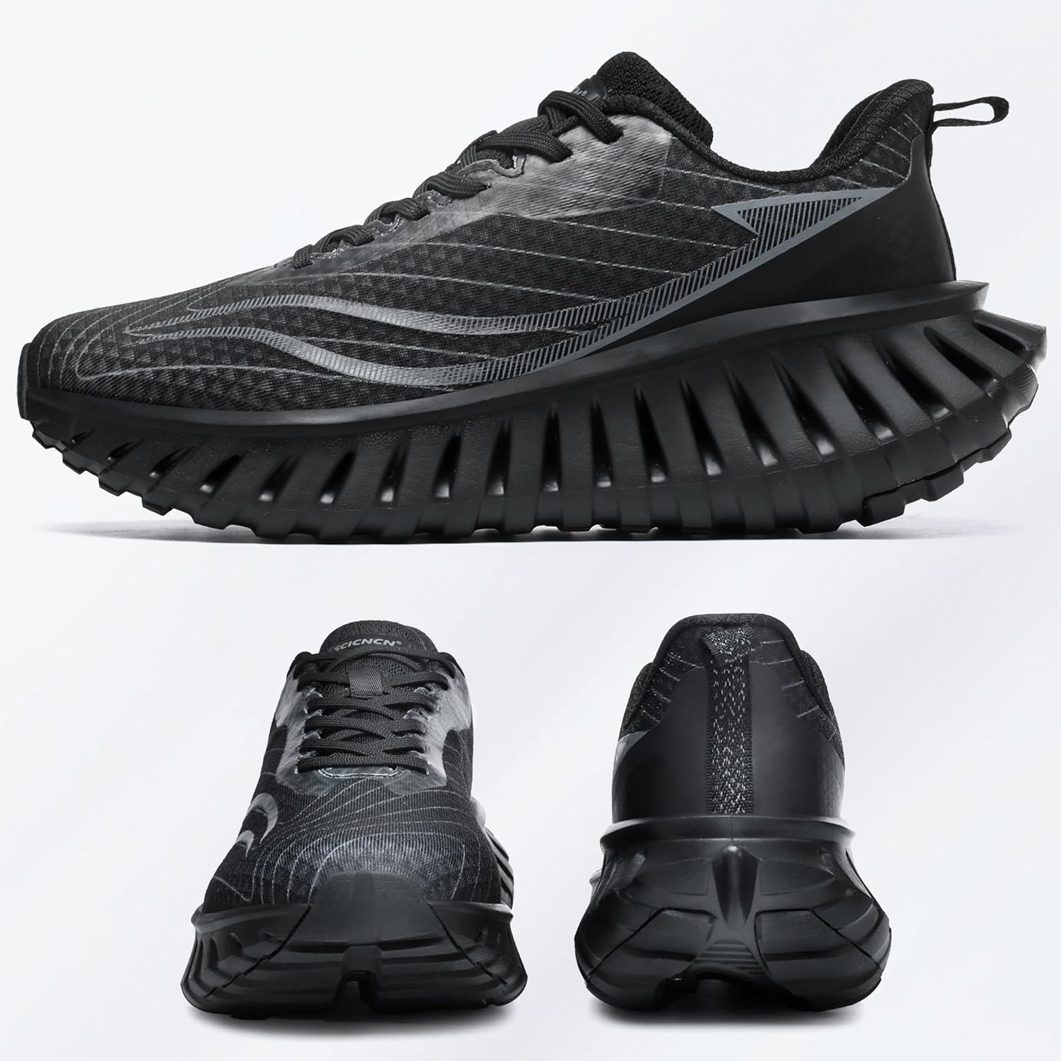 Men's Walking Running Shoes Lightweight Hollow Outsole for Shock Absorption High Rebounce Soft Insole Breathable Mesh Upper Non-Slip Sneakers for Jogging Gym Walking Athletic Workout